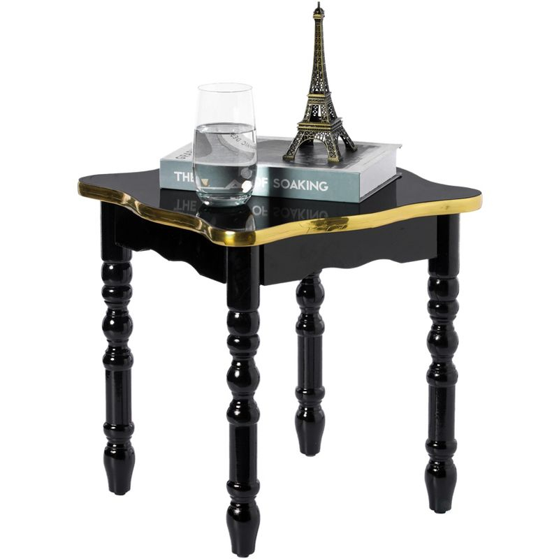 Fabulaxe Square Wooden Side Table, Living Room Accent End Table, Gold and Brown