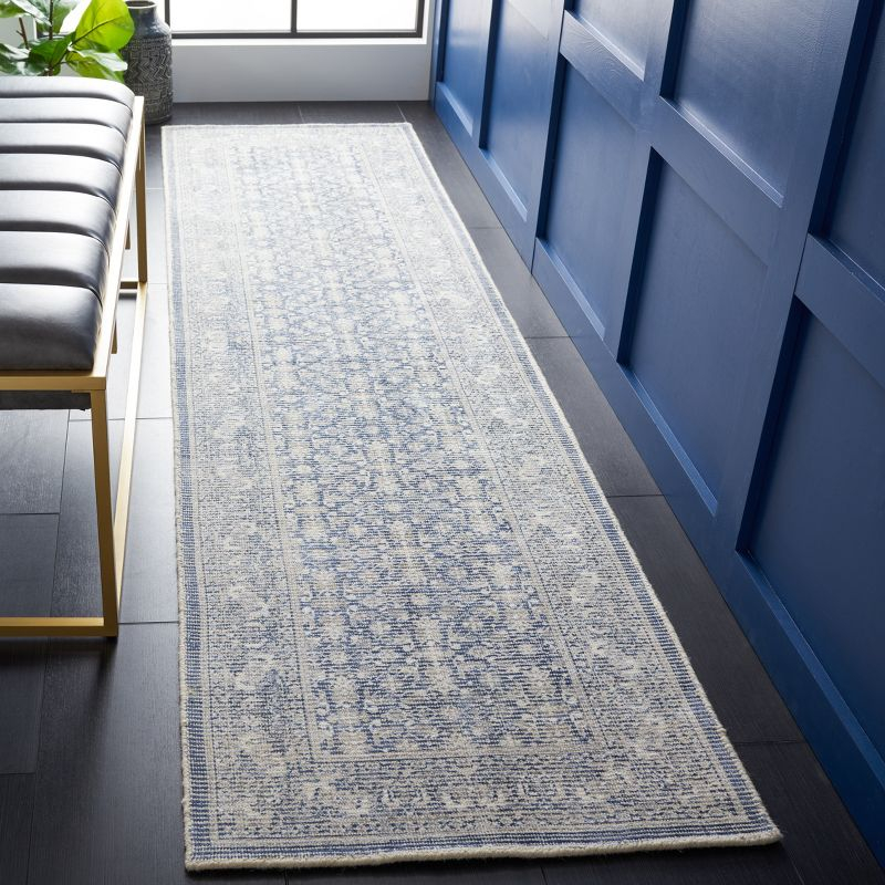 Restoration Vintage RVT706 Hand Loomed Indoor Runner Rug - 2'3"x9' - Blue/Ivory - Safavieh