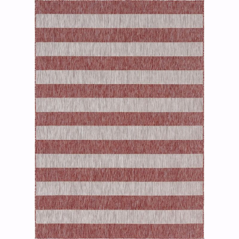 Unique Loom 7' 1 x 10' 0 Rectangle Indoor/Outdoor Striped Rust Red Area Rug