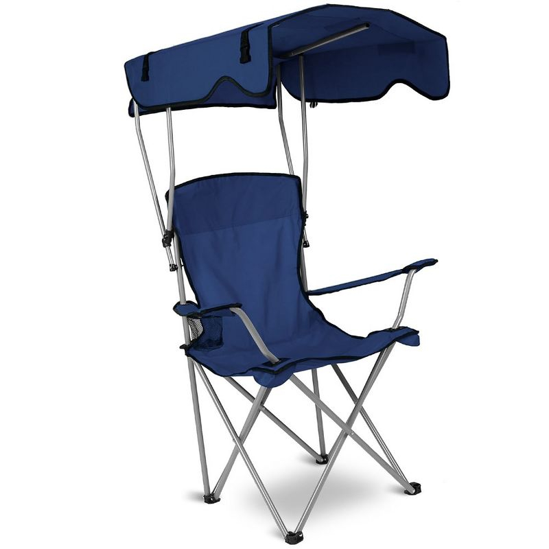 LakeForest "Foldable Beach Canopy Chair with Sun Protection: Lightweight, 330 lbs Load Capacity, Cup Holder for Camping, Lawn, and Picnic Use" Blue