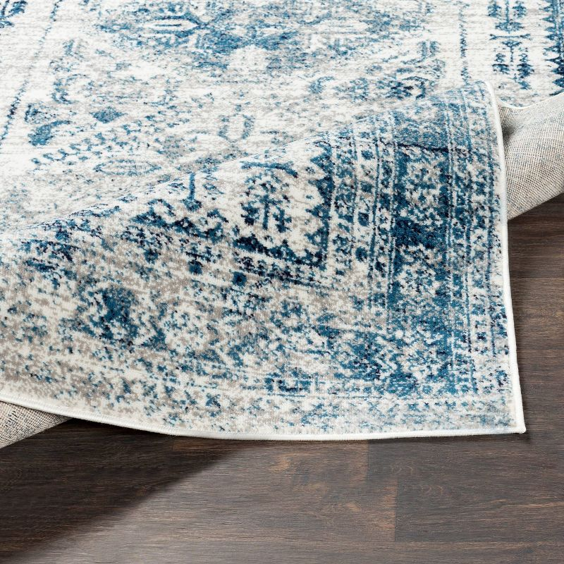 Livabliss 6'7" Square Melissa Traditional Rugs Blue: Medium Pile, Stain & Fade-Resistant, Indoor Use, 100% Polypropylene
