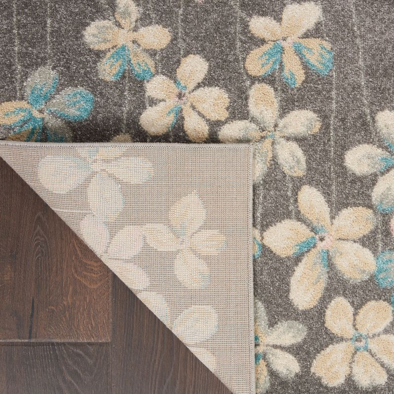 Nourison Tranquil 4' X 6' Grey/Beige Area Rug Bohemian Botanical Vine and Bloom by Nourison