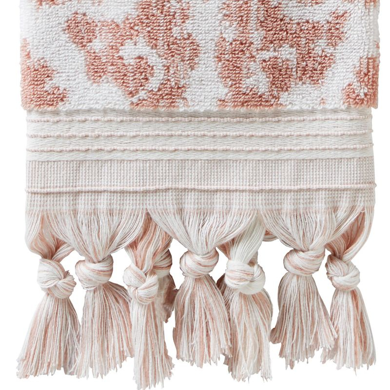 SKL Home 2pc Mirage Fringe Hand Towel Set Blush: 100% Cotton, Jacquard Terry, Bathroom Decor