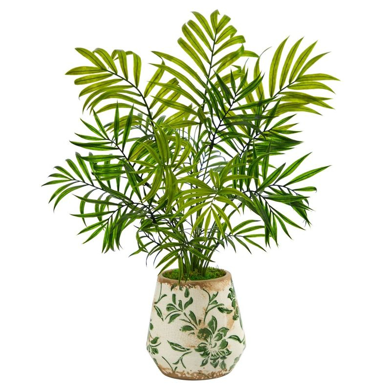 Primrue 18in. Mini Areca Palm Artificial Plant in Floral Vase