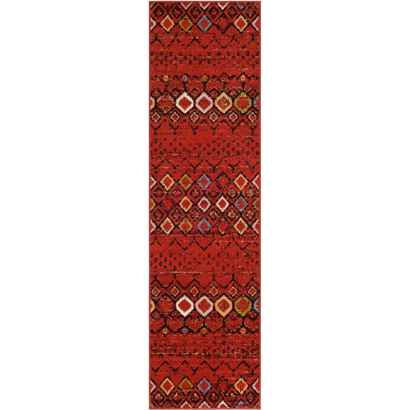 Amsterdam AMS108 Power Loomed Indoor Runner Rug - Terracotta/Multi - 2'3"x12' - Safavieh