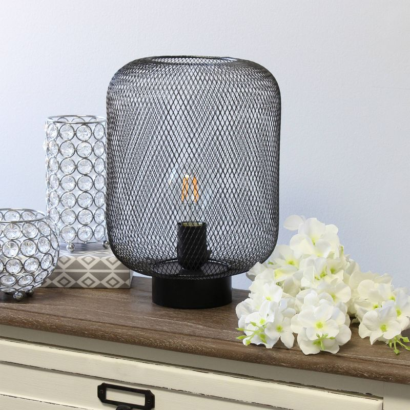 Metal Mesh Industrial Table Lamp Black - Simple Designs: ETL Listed, No Assembly Required