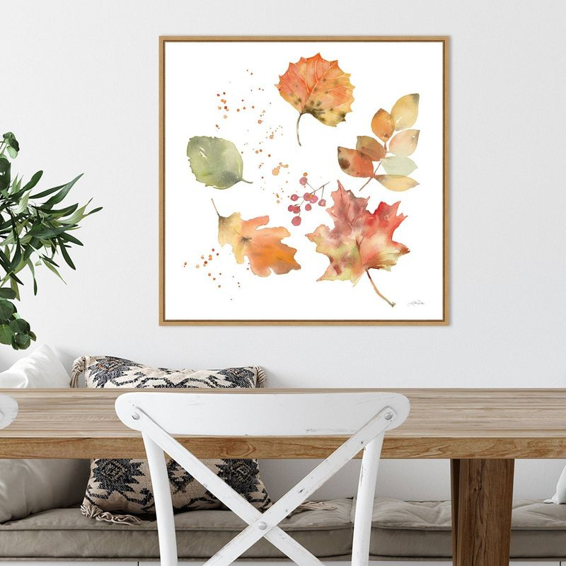 22"x22" Falling Leaves I by Katrina Pete Framed Wall Canvas - Amanti Art: Autumn Harvest Decor, Seasonal Canvas