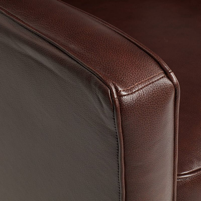 Elm Lane Livorno Chocolate Genuine Leather Recliner Chair Modern Armchair Comfortable Push Manual Reclining Footrest Tufted for Bedroom Living Room