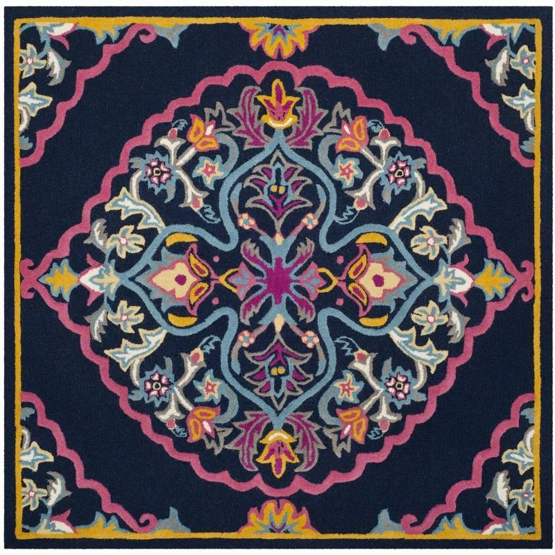 Bellagio BLG605 Hand Tufted Indoor Area Rug - Navy Blue/Multi - 5'x5' - Safavieh