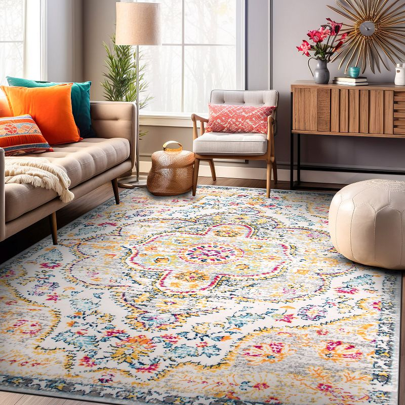 World Rug Gallery Distressed Vintage Bohemian Gray 7'10" x 10' Area Rug