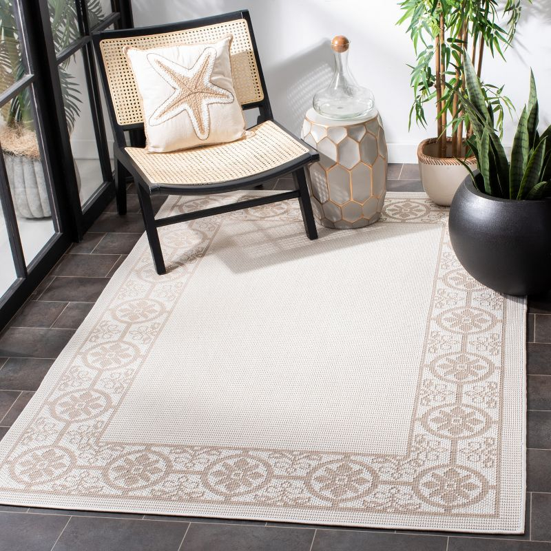 Bermuda BMU815 Power Loomed Indoor/Outdoor Machine Washable Area Rug - Ivory/Beige - 5'3"x7'6" - Safavieh