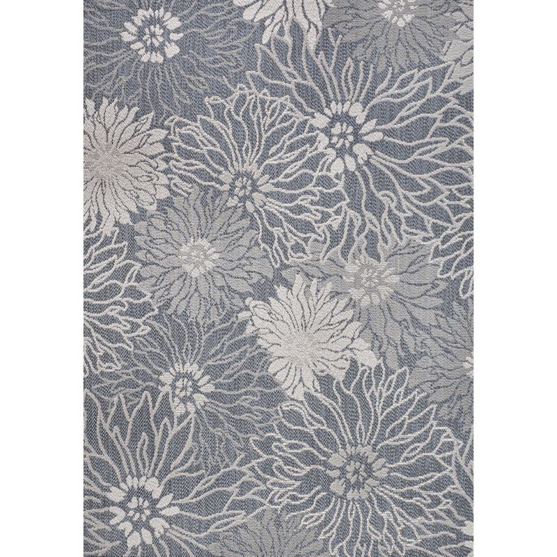 5' x 8' Bahamas Modern All-Over Floral Indoor/Outdoor Area Rug, Navy/Gray - JONATHAN Y