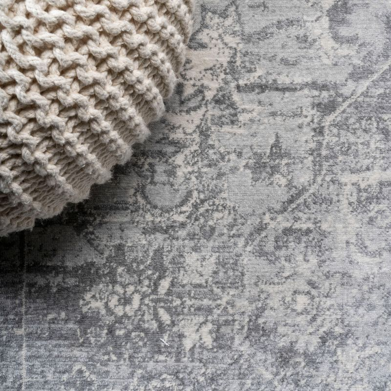 6' x 6' Modern Persian Vintage Medallion Area Rug, Gray - JONATHAN Y