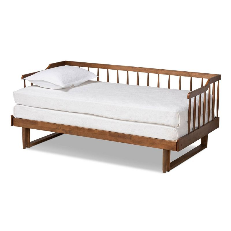 Twin to King Muriel Expandable Spindle Daybed Walnut - Baxton Studio: Contemporary Unupholstered, No Box Spring Needed