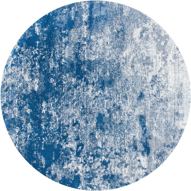 Brentwood BNT822 Power Loomed Area Rug - Grey/Navy - 8' round - Safavieh.