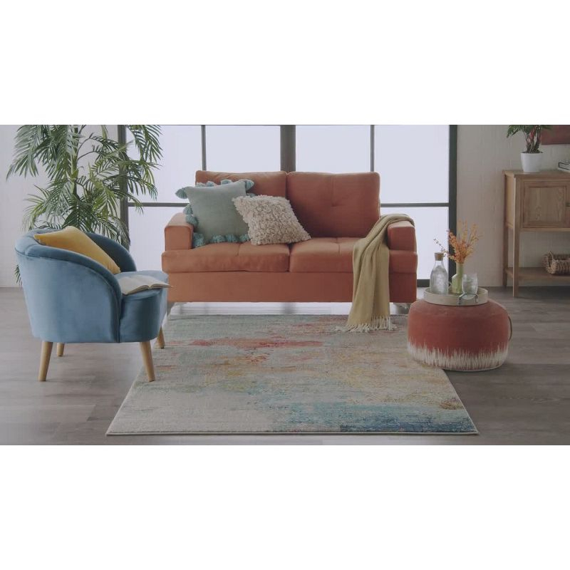 Nourison Celestial CES02 6'7" x 9'7" Ivory/Grey Area Rug