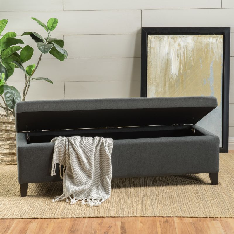 York Storage Ottoman Dark Gray - Christopher Knight Home: Upholstered, Rectangular, No Assembly Required