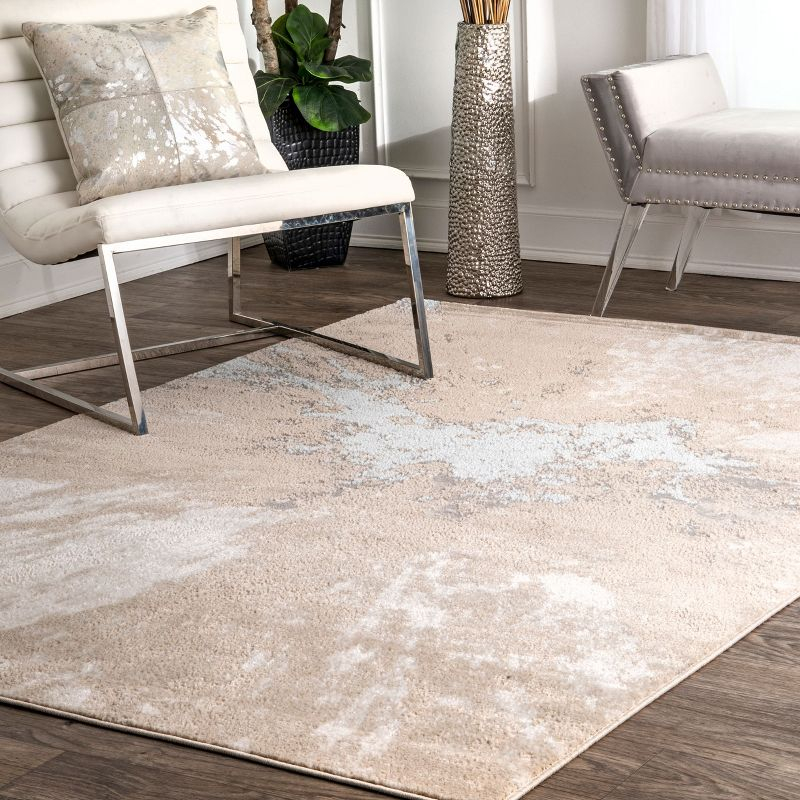 Nuloom Cyn Abstract 8 Square Indoor Area Rug for Living Room Bedroom Dining Room Kitchen, Beige/Ivory