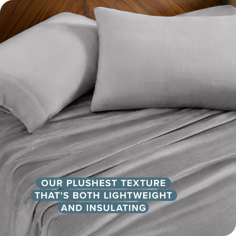 Velvety Soft Microplush Fleece Light Grey Twin XL Sheet Set by Bare Home