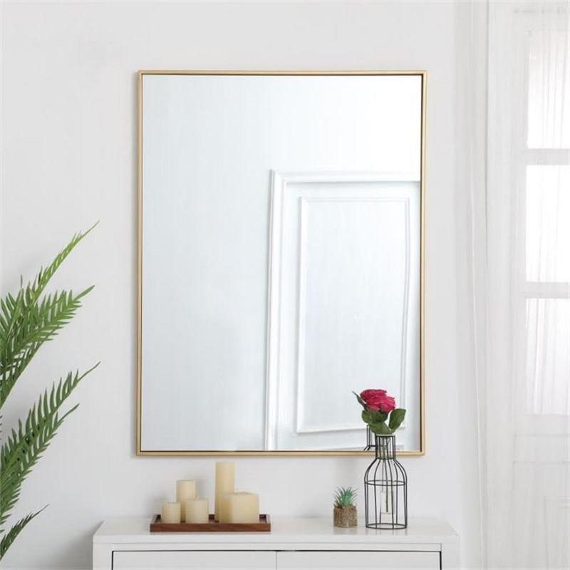 Elegant Lighting Metal frame rectangle mirror 30 inch in Brass