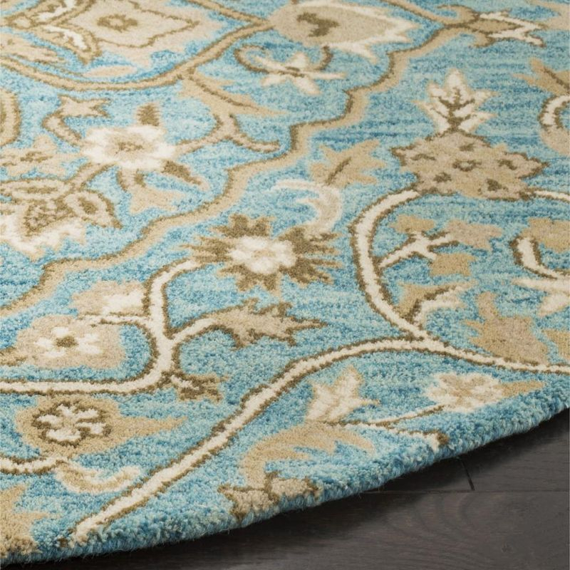 Bella BEL673 Hand Tufted Area Rug - Blue/Taupe - 5' Round - Safavieh.