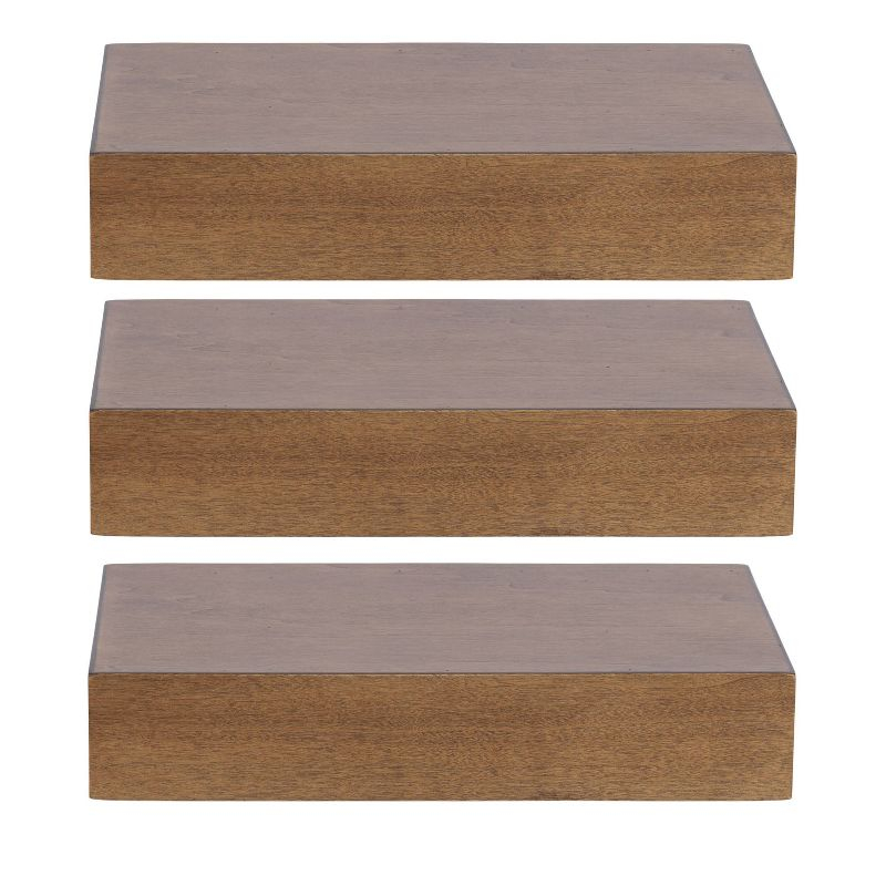 Kate & Laurel All Things Decor (Set of 3) 12" Havlock Wood Floating Shelves Rustic Brown