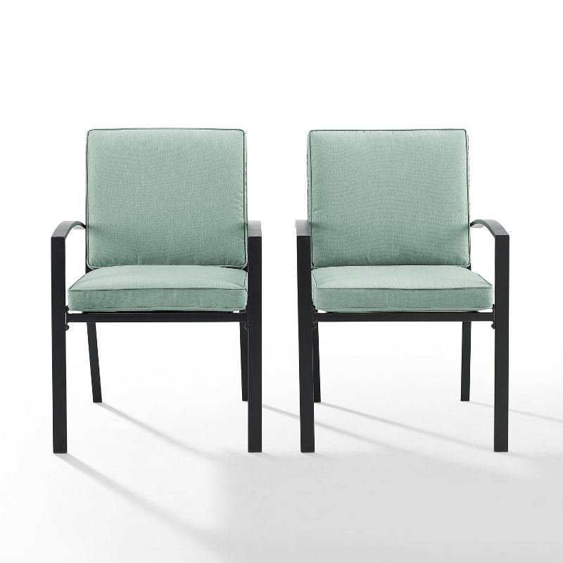 Kaplan 2pk Outdoor Rocking Chairs Mist/Oil Rubbed Bronze - Crosley: Steel Frame, X-Back Design, UV-Resistant