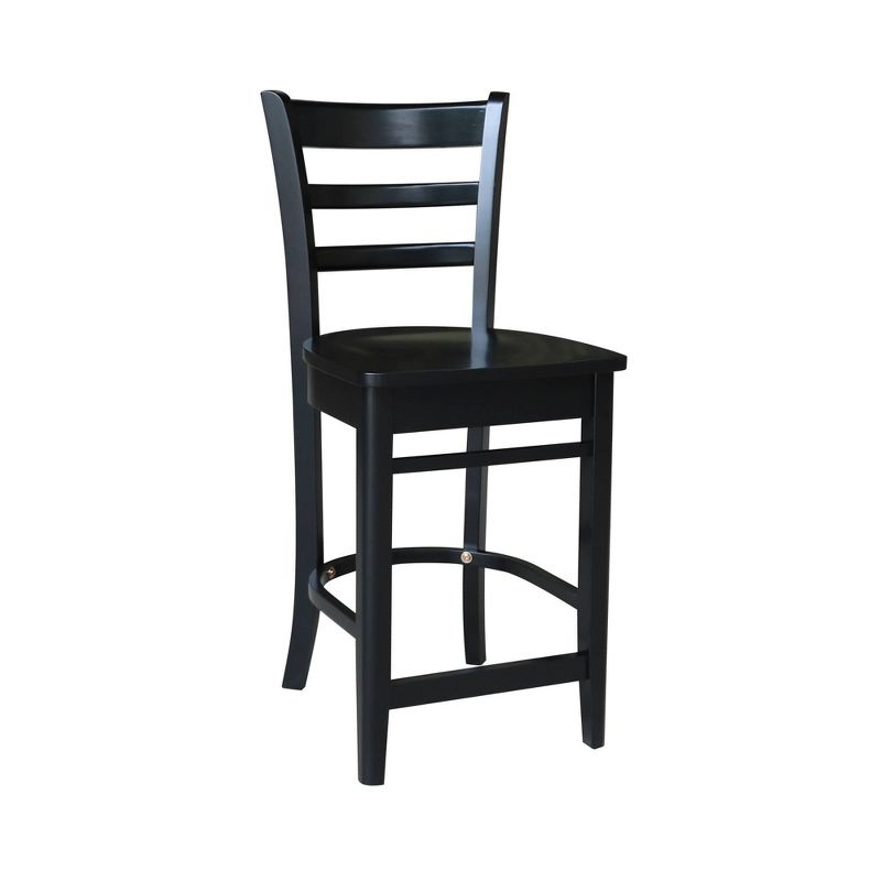 24" Emily Counter Height Barstool Antiqued Black - International Concepts: Solid Wood, Ladder-Back, Square Seat