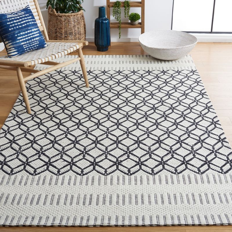 Vermont VRM150 Hand Woven Area Rug - Ivory/Black - 5'x8' - Safavieh.