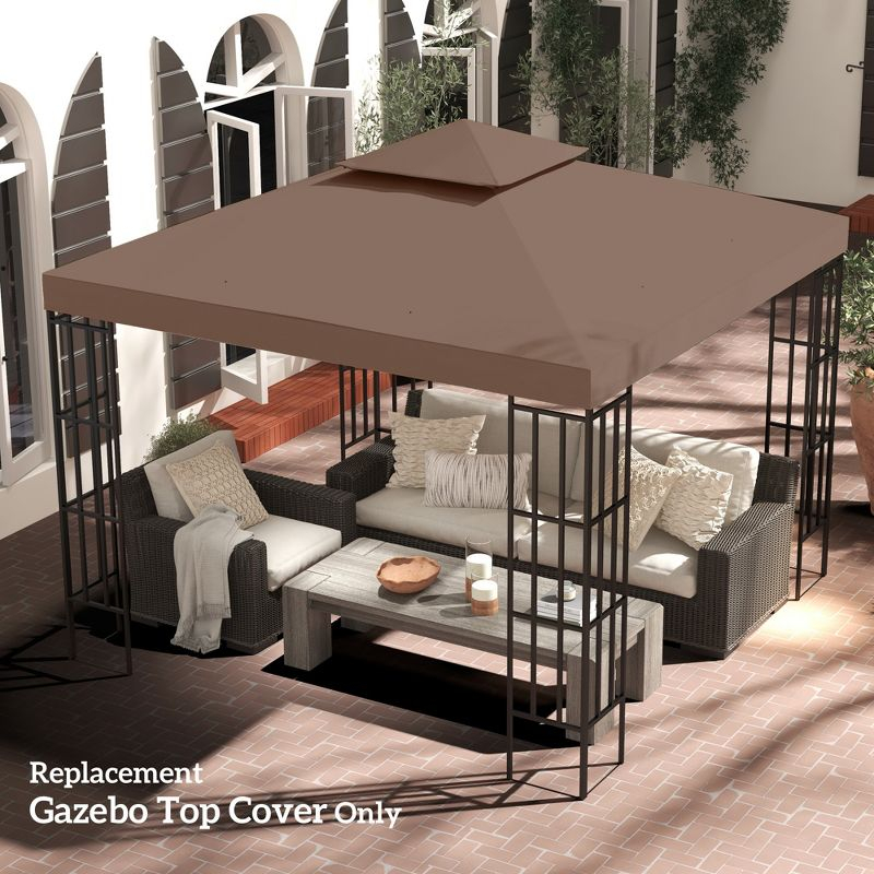 Outsunny Gazebo Replacement Canopy for Model 01 -0153, 2-Tier Top Cover for 9.84' x 9.84' Outdoor Gazebo, Coffee (TOP ONLY)