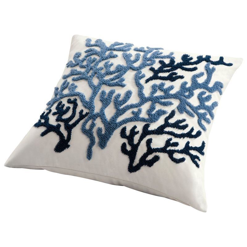 LIVN CO. Shoreline Embroidered Coral Square Decorative Pillow,18x18"