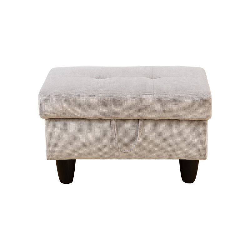 AndMakers 28.5 in. W Grayish White Fabric Rectangle Ottoman with Storage