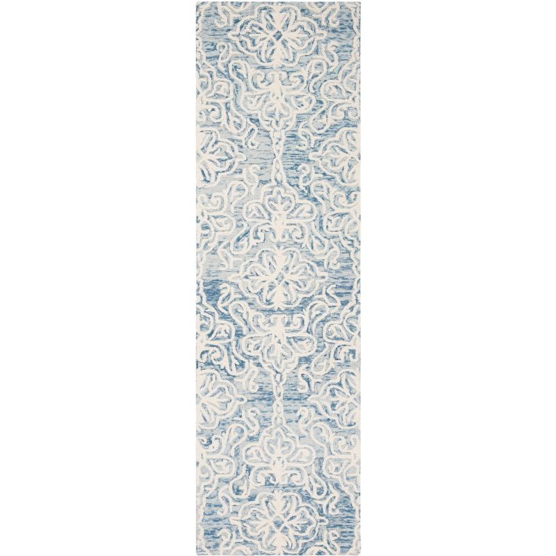 Blossom BLM112 Hand Tufted Indoor Runner Rug - Blue/Ivory - 2'3"x12' - Safavieh