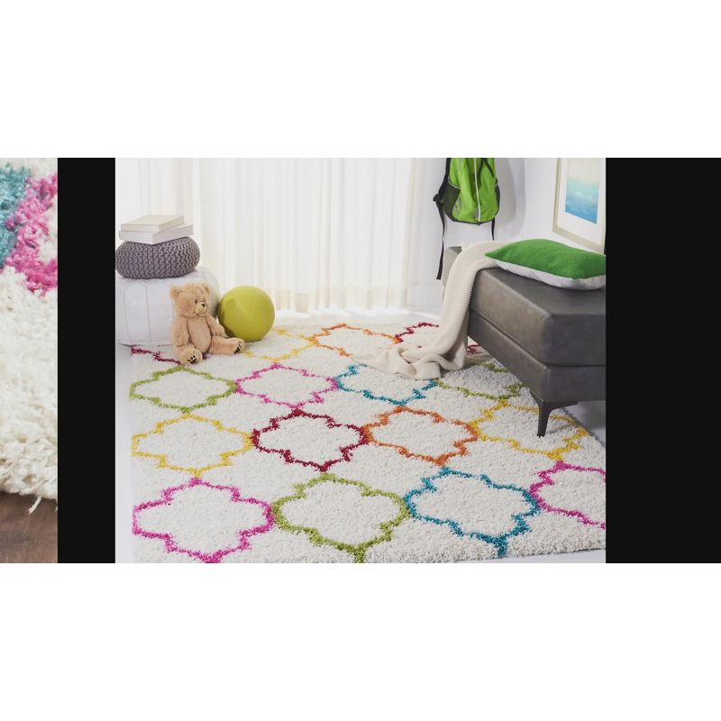 Shag Kids SGK569 Power Loomed Area Rug - Ivory/Blue - 4'x6' - Safavieh.
