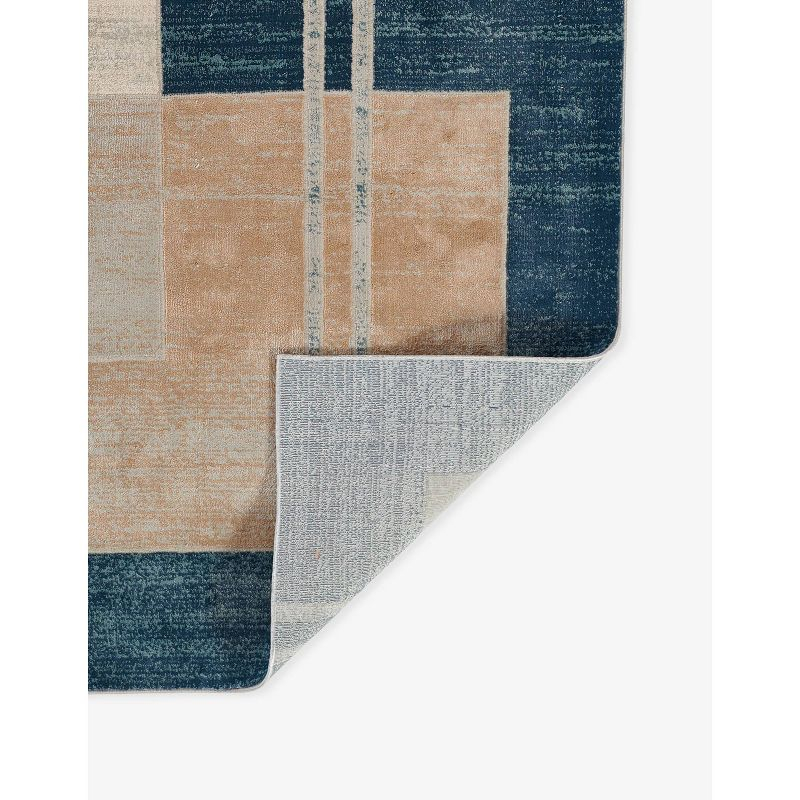 Momeni 3'10"x5'7" Edition Form Machine Loomed Area Rug Blue: Geometric Polyester Rectangle, Indoor Low Pile Rug