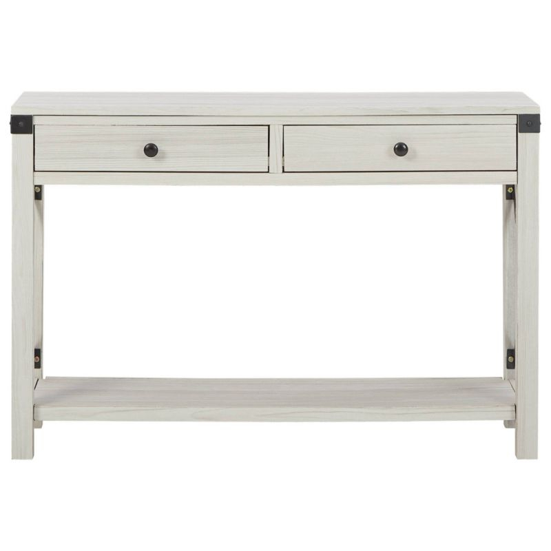 Bayflynn Console Sofa Table White - Signature Design by Ashley: Modern Farmhouse Style, Open Shelf Storage