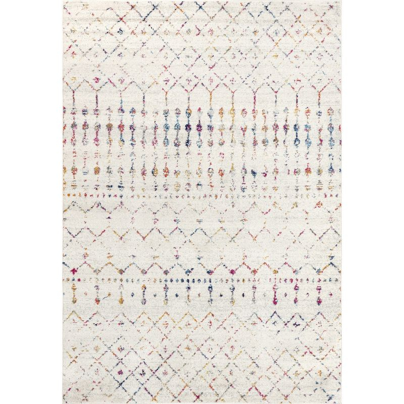 Nuloom 6 Square Moroccan Blythe Indoor Area Rug, Light Multicolor, Faded Bohemian Design, Stain Resistant, BedroomLiving Room, Kitchen,