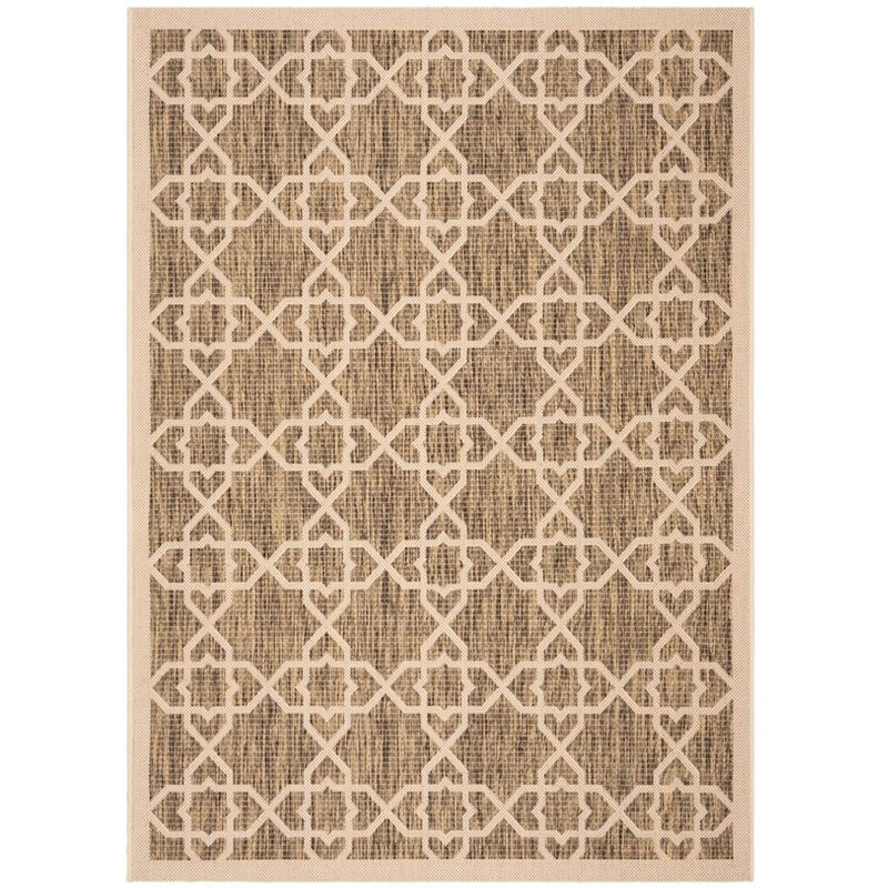Courtyard CY6032 Power Loomed Indoor and Outdoor Area Rug - Brown/Beige - 4'x5'7" - Safavieh