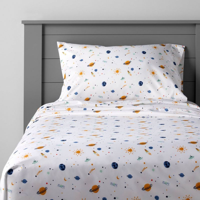 Twin Space Microfiber Kids' Sheet Set - Pillowfort™: Boys Bedding, Outer Space Theme, OEKO-TEX Certified, 3-Piece Set