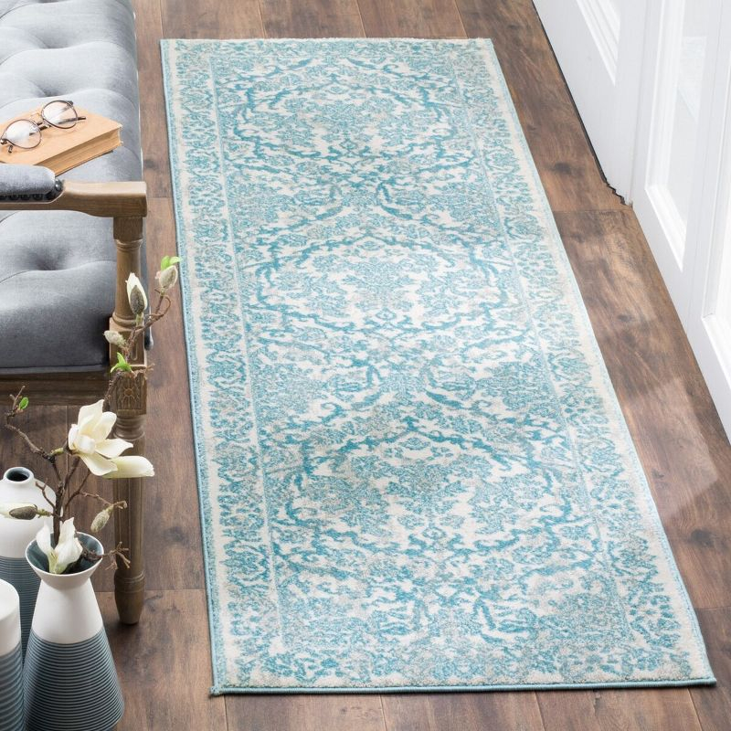 Evoke EVK242 Power Loomed Indoor Runner - Ivory/Light Blue - 2'2"x9' - Safavieh