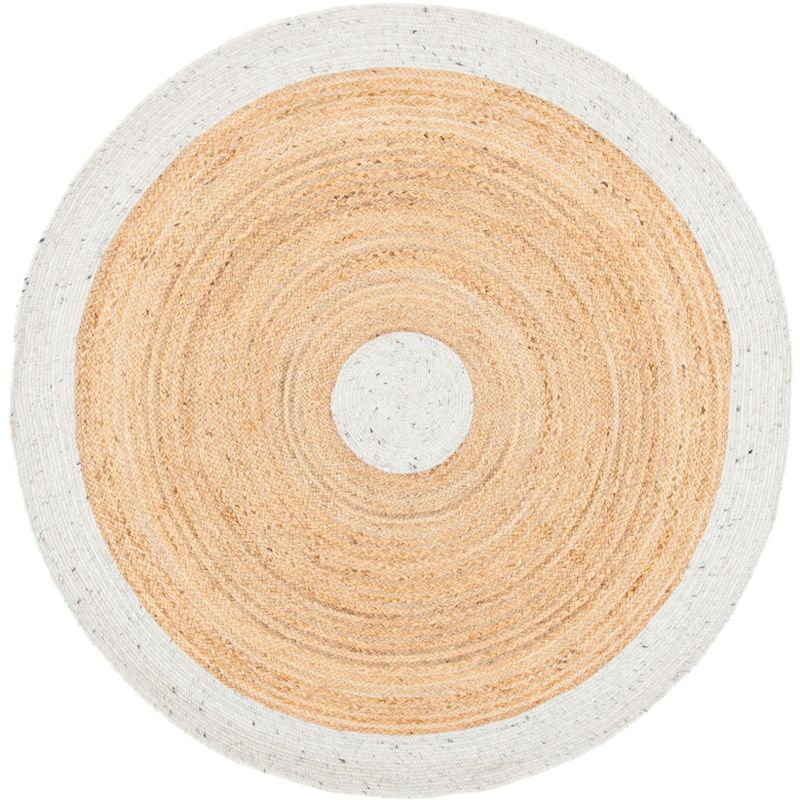 Braided BRD910 Hand Woven Indoor Area Rug - Light Grey/Natural - 6' Round - Safavieh