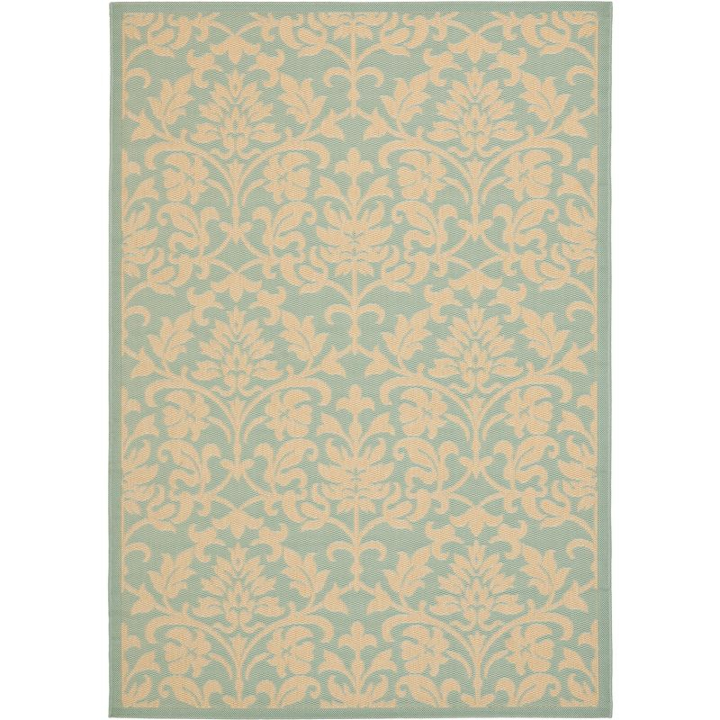 Courtyard CY6132 Power Loomed Indoor/Outdoor Area Rug - Aqua/Cream - 5'3"x7'7" - Safavieh.