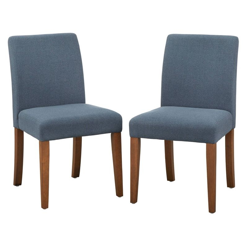 Buylateral Set of 2 Estelle Armless Upholstered Dining Chairs Slate Blue: Upholstered, Rubberwood Frame, Foam Filled