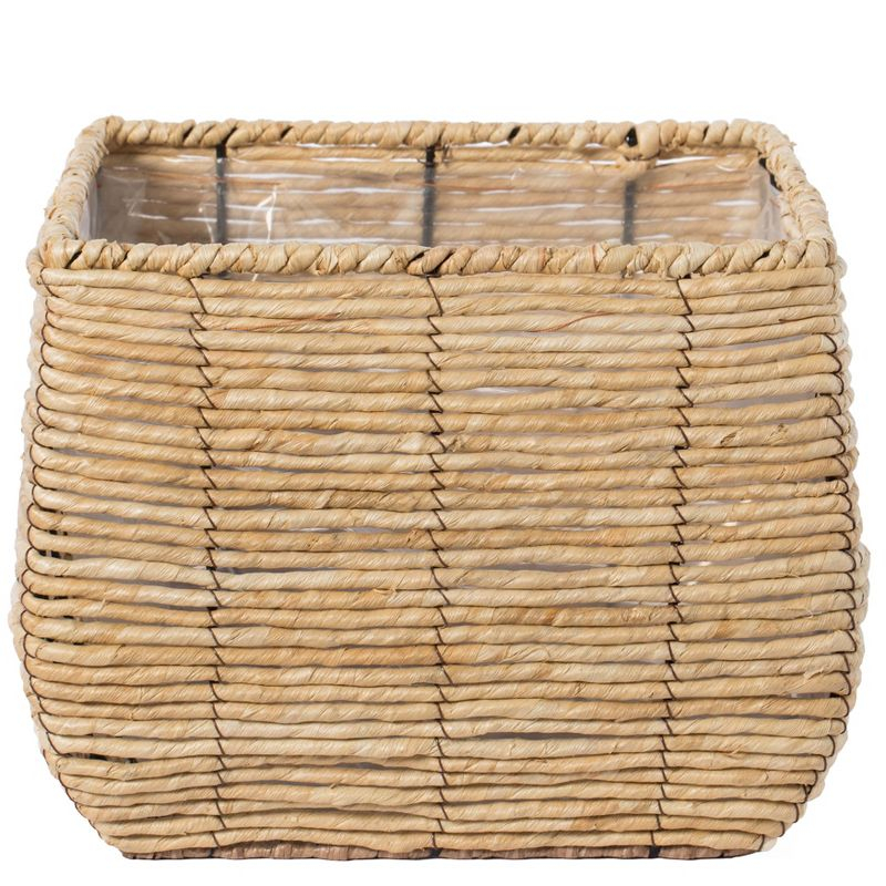 Vintiquewise Woven Square Flower Pot Planter with Leak-Proof Plastic Lining - Large