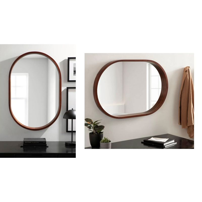 Kate and Laurel Hutton Wood Capsule Mirror, 24x36, Walnut Brown