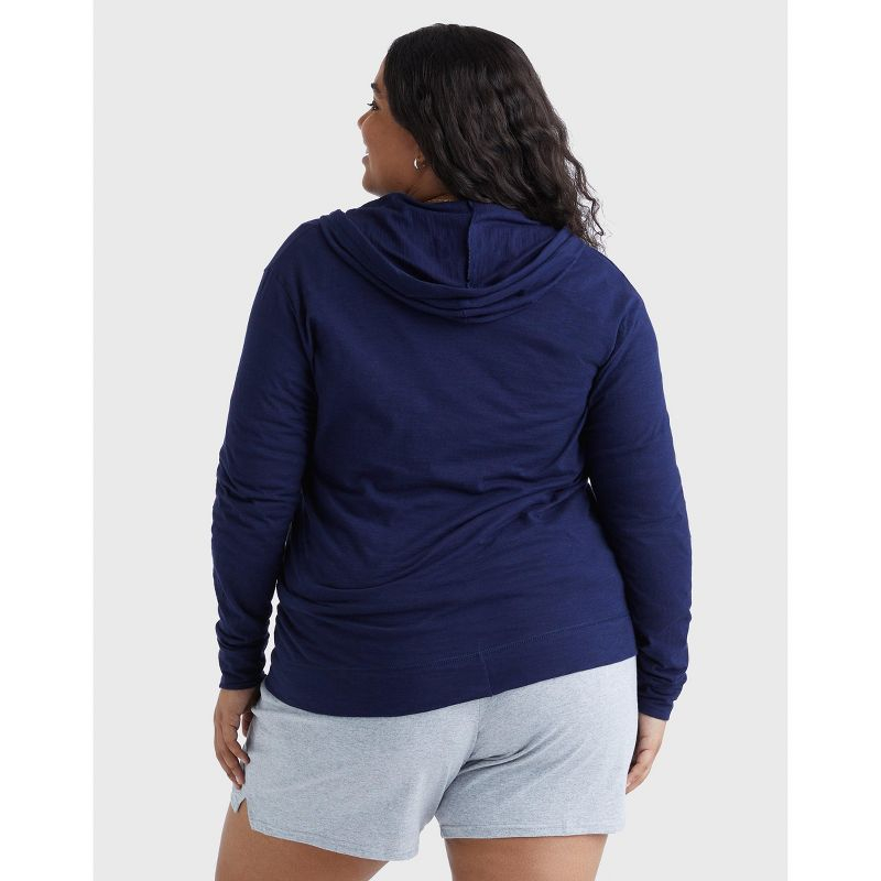 Hanes Just My Size Women's Full-Zip Slub Hoodie (Plus ) Navy 5X