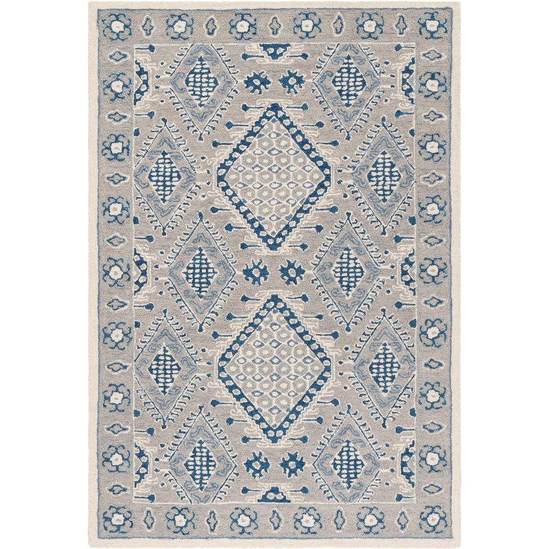 Micro-Loop MLP511 Hand Tufted Indoor Accent Rug - Light Grey/Blue - 4'x6' - Safavieh