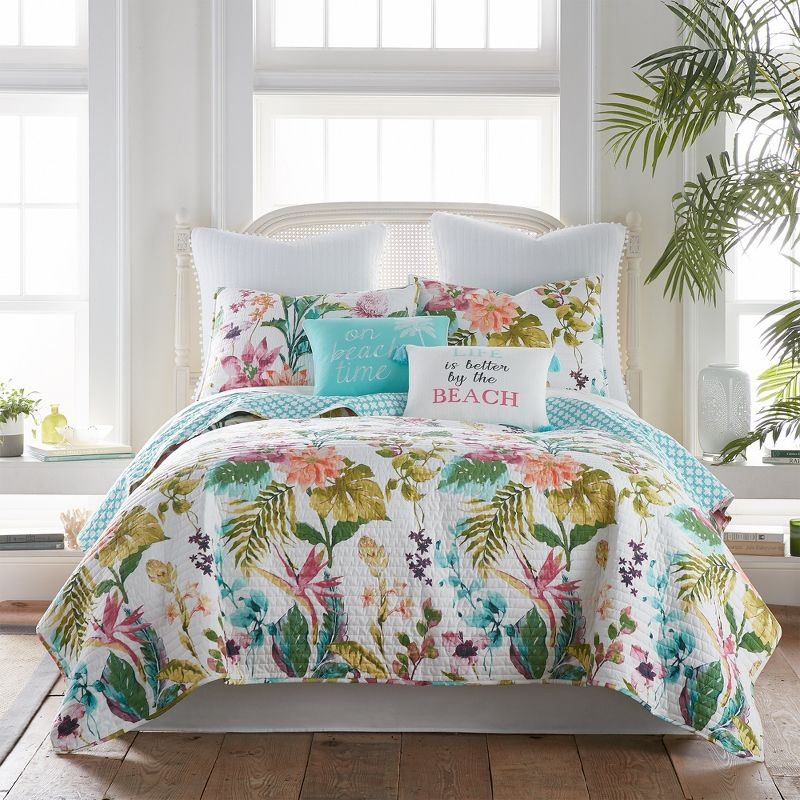 Malana Tropical Quilt Set - King Quilt and Two King Pillow Shams Multi - Levtex Home