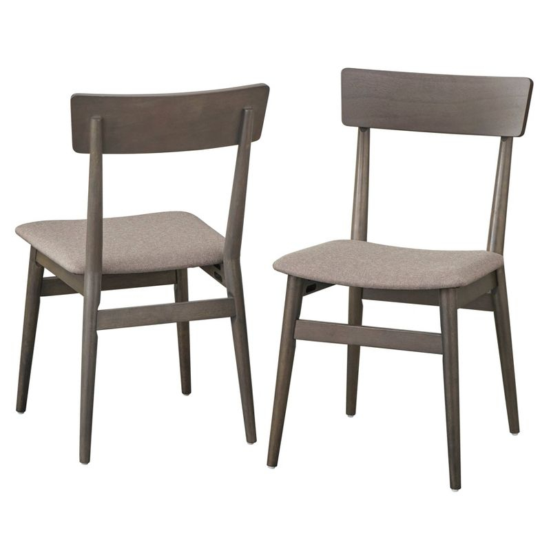Lifestorey Set of 2 Newington Mid Century Modern Dining Chairs Charcoal Gray: Mid-Century Design, Rubberwood Frame, Polyester Upholstery