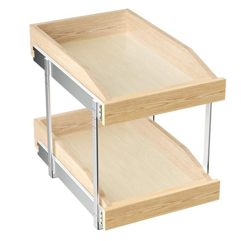LOVMOR 2 Tier Pull Slide Out Cabinet Organizer 13 Inch x 21 inch, Cabinet Drawer Organizer with U Bracket